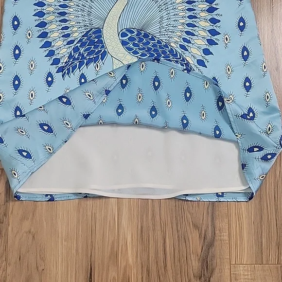 Voom by Joy Han Blue Peacock  Silk Tank Style Dress - Picture 9 of 15
